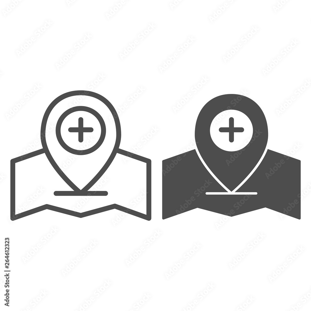 Poster add location pin line and glyph icon. gps pin vector illustration isolated on white. map pointer and