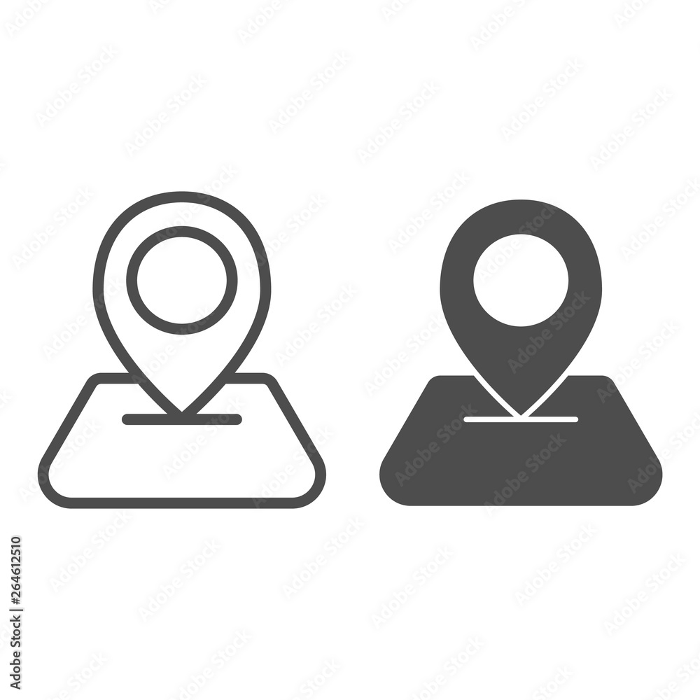 Poster map pin line and glyph icon. direction vector illustration isolated on white. map pointer outline st