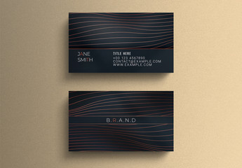 Business Card Layout with Wavy Line Elements