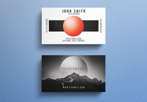 Business Card Layout with Outer Space Elements