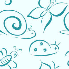 Vector seamless pattern with insects