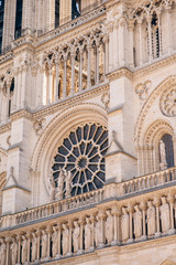 Architectural fragments of Reims Notre-Dame cathedral. Notre-Dame de Reims Cathedral Our Lady of Reims, 1275 is Roman Catholic Church in Reims. France.