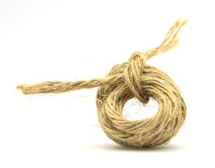 Brown rope on white background