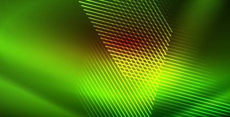 Neon glowing wave, magic energy and light motion background