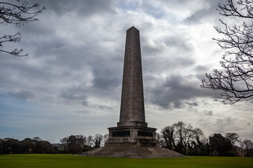 Dublin, Ireland – March 2019. Wellington Monument Imposing 62m obelisk built to commemorate...