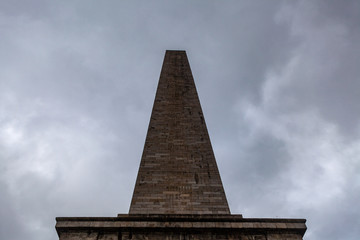 Dublin, Ireland – March 2019. Wellington Monument Imposing 62m obelisk built to commemorate...
