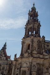 Fototapeta na wymiar Streets of the capital of Saxony Dresden on Easter holidays, architecture and historical monuments