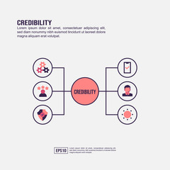 Credibility concept for presentation, promotion, social media marketing, and more. Minimalist Credibility infographic with flat icon