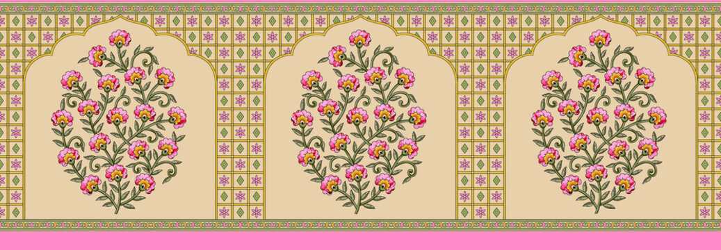 Indian Mughal Flower Border