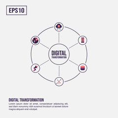 Digital transformation concept for presentation, promotion, social media marketing, and more. Minimalist Digital transformation infographic with flat icon