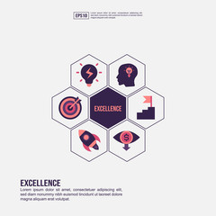 Fototapeta premium Excellence concept for presentation, promotion, social media marketing, and more. Minimalist Excellence infographic with flat icon