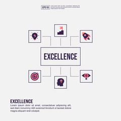 Fototapeta na wymiar Excellence concept for presentation, promotion, social media marketing, and more. Minimalist Excellence infographic with flat icon