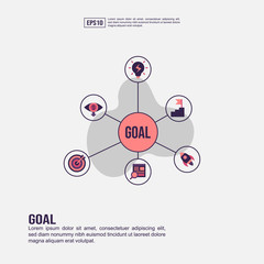 Goal concept for presentation, promotion, social media marketing, and more. Minimalist Goal infographic with flat icon