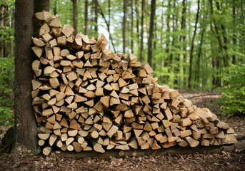 Holzstoß Fototapete