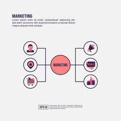 Marketing concept for presentation, promotion, social media marketing, and more. Minimalist Marketing infographic with flat icon
