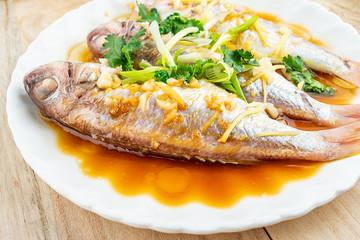 Chinese dish steamed red shirt fish