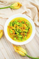 Chinese food, fried pumpkin flower