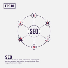 Seo concept for presentation, promotion, social media marketing, and more. Minimalist Seo infographic with flat icon
