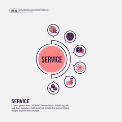 Service concept for presentation, promotion, social media marketing, and more. Minimalist Service infographic with flat icon