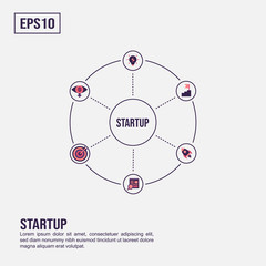 Startup concept for presentation, promotion, social media marketing, and more. Minimalist Startup infographic with flat icon