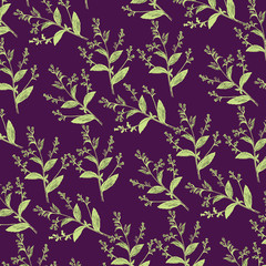 Leaves texture pattern.Watercolor floral background