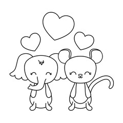 cute elephant with mouse and hearts