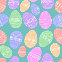 easter eggs on blue background, seamless pattern
