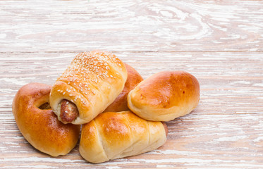 homemade pies on wooden background