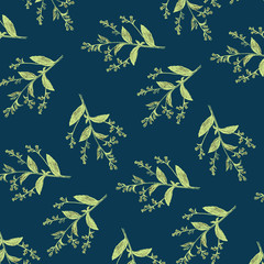 Leaves texture pattern.Watercolor floral background