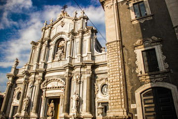 Fototapeta premium Catania cathedral facade and baroque architecture building