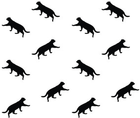 Fototapeta premium vector walking black cat silhouette isolated on white seamless pattern