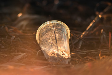 Soil pollution with plastic waste. Plastic trash waste environmental protection pollution.