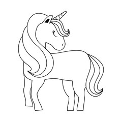 cute unicorn animal isolated icon