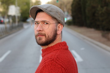 Candid of man walking on the street  