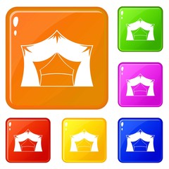 Awning tent icons set collection vector 6 color isolated on white background