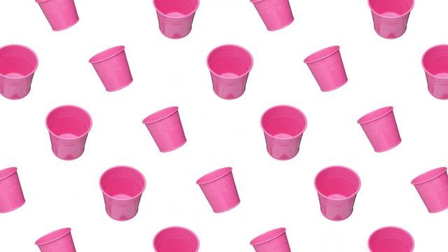 Cachepots rotating 4k animation background. Video with alpha channel. Seamless looped rotation.