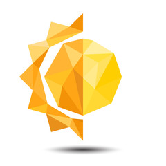 Polygon Half of Sun and Moon Icon on white background