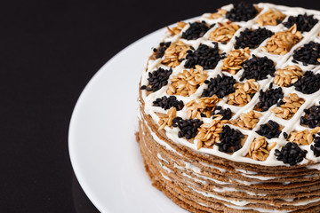 liver cake on a dark stone background