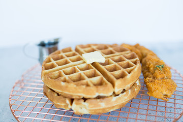 Chicken and Waffles on Rack