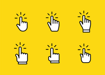 Clicking finger icon, hand pointer vector collection