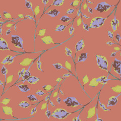 Leaves texture pattern.Watercolor floral background.
