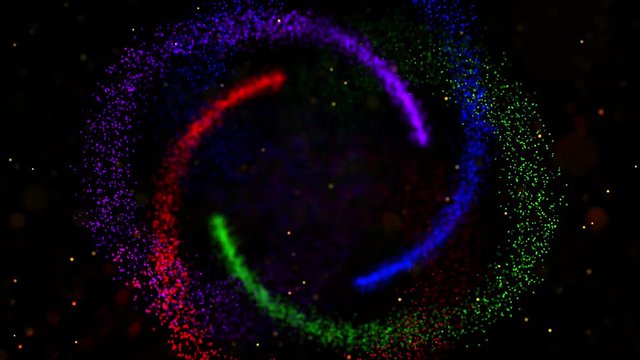 A four-legged spiral in space, made of colorful stardust particles, moving forward and backwards. Great for company openers, intros, presentations.