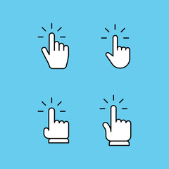 Hand clicking icon set. Finger click pointer.