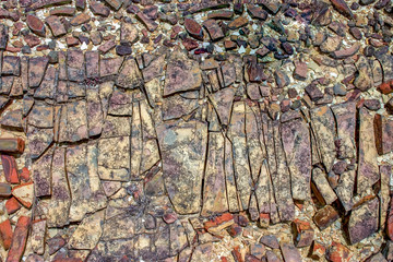 Close-up photography of sedimentary rock texture. Captured in a desert in the Andean mountains of...