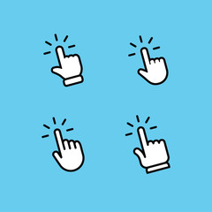 Clicking finger icon, hand pointer vector collection