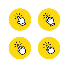 Clicking finger icon, hand pointer vector collection