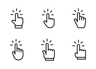 Hand clicking icon set. Finger click pointer.