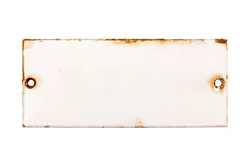 Foto op Plexiglas Altes Türschild aus Emaille ohne Beschriftung, isoliert auf weißem Hintergrund © Thomas Hecker