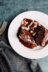 Chocolate Brownie with Vanilla Ice Cream and Hot Fudge