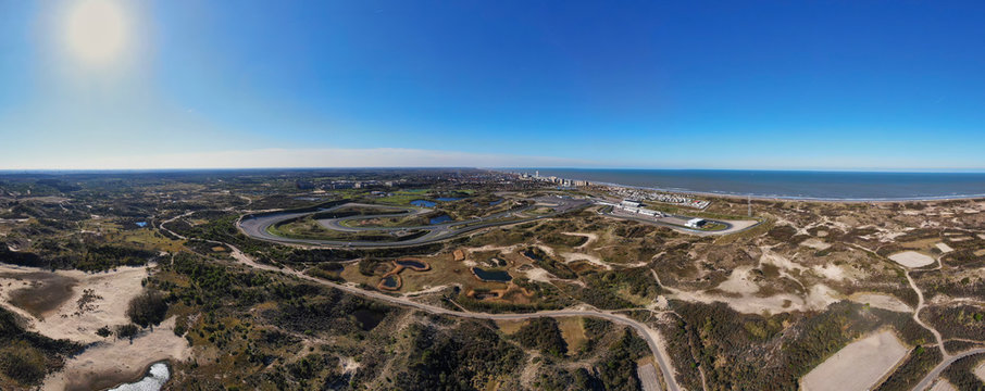 Panoramic aerial image of Zandvoort racetrack circuit 